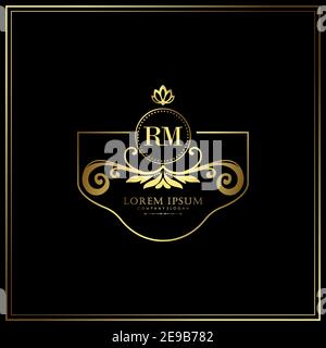 RM Initial Letter Luxury Logo template in vector for Restaurant, Royalty, Boutique, Cafe, Hotel, Heraldic, Jewelry, Fashion and other vector illustrat Stock Vector