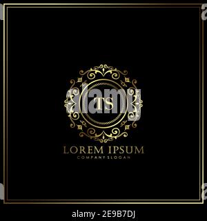 TS Initial Letter Luxury Logo template in vector for Restaurant, Royalty, Boutique, Cafe, Hotel, Heraldic, Jewelry, Fashion and other vector illustrat Stock Vector