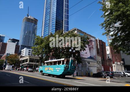 Seattle. US. August 2019. Ride the Ducks was a national duck tour operator and eponymous tourist attraction in some parts of the United States. Stock Photo