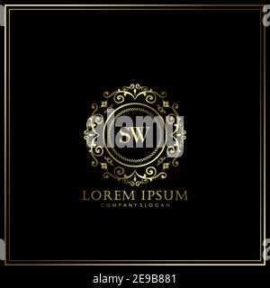 SW Initial Letter Luxury Logo template in vector for Restaurant, Royalty, Boutique, Cafe, Hotel, Heraldic, Jewelry, Fashion and other vector illustrat Stock Vector