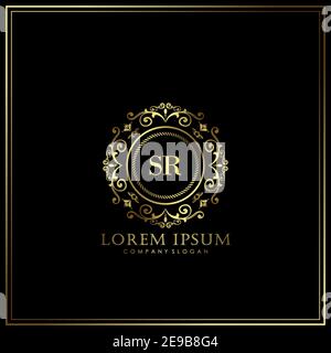 SR Initial Letter Luxury Logo template in vector for Restaurant, Royalty, Boutique, Cafe, Hotel, Heraldic, Jewelry, Fashion and other vector illustrat Stock Vector