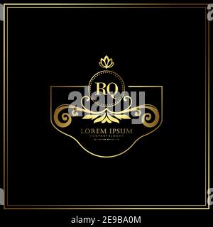 RQ Initial Letter Luxury Logo template in vector for Restaurant, Royalty, Boutique, Cafe, Hotel, Heraldic, Jewelry, Fashion and other vector illustrat Stock Vector