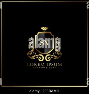 SN Initial Letter Luxury Logo template in vector for Restaurant, Royalty, Boutique, Cafe, Hotel, Heraldic, Jewelry, Fashion and other vector illustrat Stock Vector