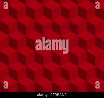 Red cube seamless vector pattern. Pattern included in swatch. Stock Vector