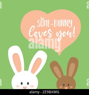 Some bunny loves you cute vector illustration Stock Vector