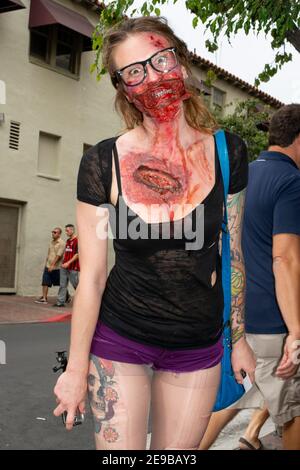 July 26, 2014, San Diego, CAlifornia, USA: A cosplayer attends the 8th Annual Zombie Walk on Day 3 of Comic-Con International. (Credit Image: © Billy Bennight/ZUMA Wire) Stock Photo