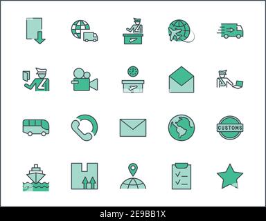 International Customs Day Set Line Vector Icons. Editable Stroke. 32x32 Pixel Perfect Stock Vector