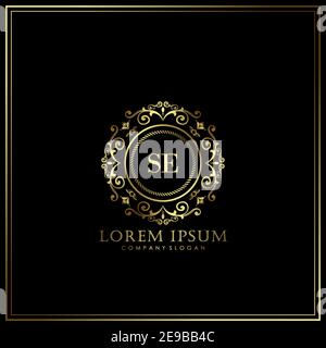 SE Initial Letter Luxury Logo template in vector for Restaurant, Royalty, Boutique, Cafe, Hotel, Heraldic, Jewelry, Fashion and other vector illustrat Stock Vector