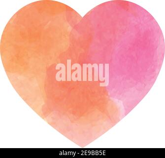 Pink heart with watercolor texture design. Simple flat vector ...