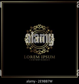 TH Initial Letter Luxury Logo template in vector for Restaurant, Royalty, Boutique, Cafe, Hotel, Heraldic, Jewelry, Fashion and other vector illustrat Stock Vector
