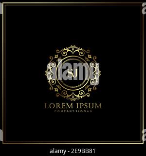 SJ Initial Letter Luxury Logo template in vector for Restaurant, Royalty, Boutique, Cafe, Hotel, Heraldic, Jewelry, Fashion and other vector illustrat Stock Vector