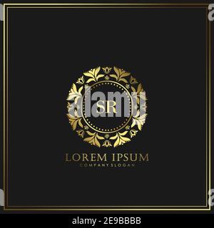 SR Initial Letter Luxury Logo template in vector for Restaurant, Royalty, Boutique, Cafe, Hotel, Heraldic, Jewelry, Fashion and other vector illustrat Stock Vector