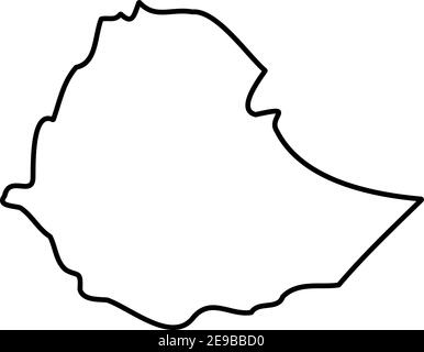 Ethiopia - solid black outline border map of country area. Simple