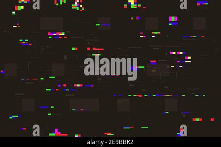 Glitch texture with color pixels. Futuristic video effect. Digital distortions. Random rgb elements. VHS problem concept. TV screen static. Vector Stock Vector