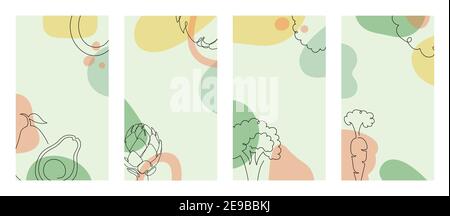 Background with vegetables in a linear style. Stock Vector