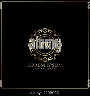 TW Initial Letter Luxury Logo template in vector for Restaurant, Royalty, Boutique, Cafe, Hotel, Heraldic, Jewelry, Fashion and other vector illustrat Stock Vector