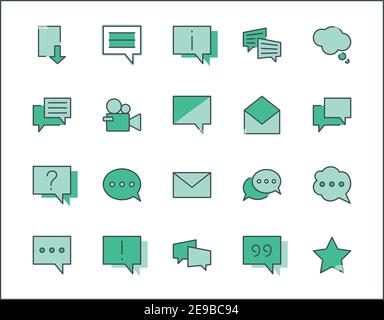 Set of Speech Bubble chat vector lines of icons. Editable Stroke. 32x32 pixels. Stock Vector