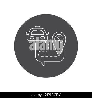 Cost taxi black glyph icon. Online mobile application order taxi service. Pictogram for web, mobile app, promo. UI UX design element Stock Vector