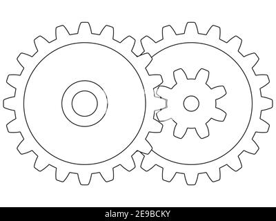 Illustration of the contour gear wheels Stock Vector