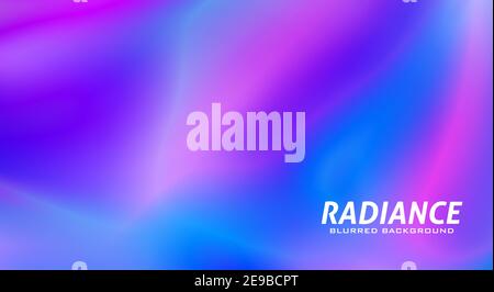 Radiance. Abstract blurred background with neon blue and purple color spots. Vector graphic wallpaper with gradient Stock Vector