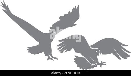 Eagle Hawk Set  Animal Symbol Creative luxury Modern mascot emblem template Stock Vector