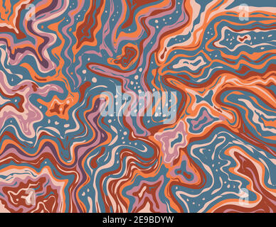 Digital marbling or inkscape illustration of an abstract swirling,psychedelic, liquid marble and simulated marbling in the style of Suminagashi Kintsu Stock Vector