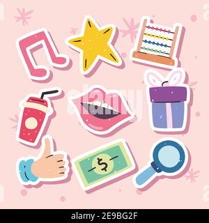 Set of fashion stickers., Stock vector