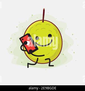 An illustration of Cute Entawak Jackfruit Mascot Character Stock Vector