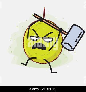 An illustration of Cute Entawak Jackfruit Mascot Character Stock Vector