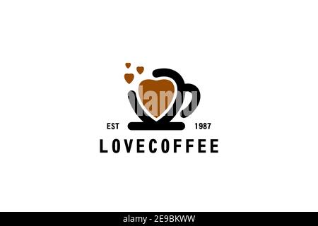 Love coffee graphic logo vector design, logo for coffee shop, store, cafe, or product brand identity. Stock Vector