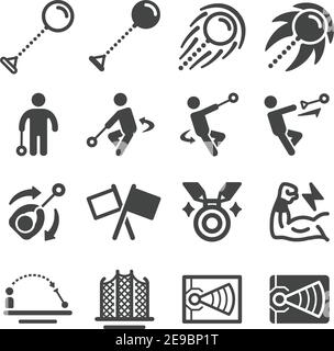 hammer throw sport and recreation icon set,vector and illustration Stock Vector