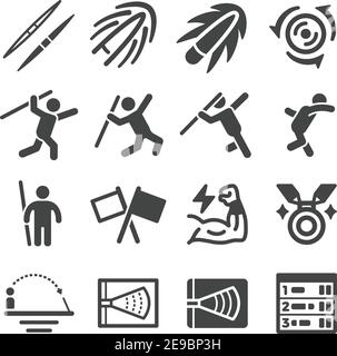 javelin throw sport and recreation icon set,vector and illustration Stock Vector