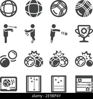 petanque sport and recreation icon set,vector and illustration Stock Vector