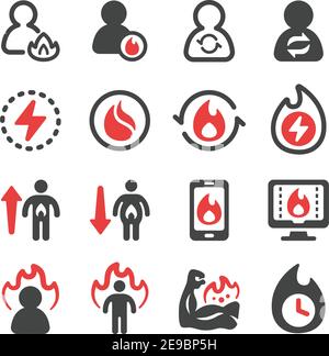 metabolism and burn icon set,vector and illustration Stock Vector