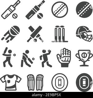 cricket sport and recreation icon set,vector and illustration Stock Vector