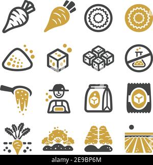 sugar beet and product icon set,vector and illustration Stock Vector