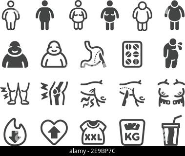 obesity and fatman icon set,vector and illustration Stock Vector