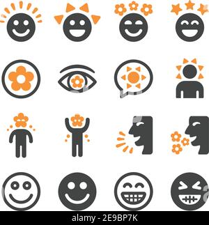 happy emotion icon set,vector and illustration Stock Vector