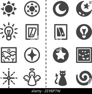 light and dark icon set,vector and illustration Stock Vector