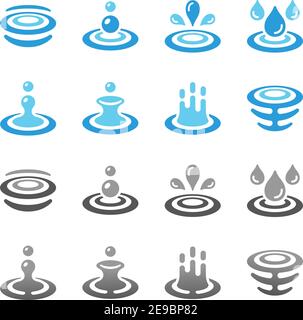 colorful and gradient water and ripple icon set,vector and illustration Stock Vector