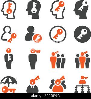 key personnel and key man icon set,vector and illustration Stock Vector