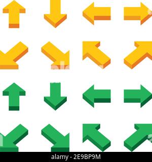 isometric arrow icon set,flat icon style,vector and illustration Stock Vector