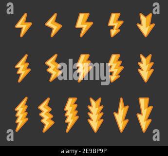 lightning and thunder icon set,filled outline shade,vector and illustration Stock Vector