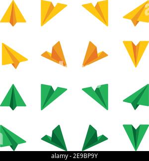 paper plane,paper rocket icon set,flat icon style,vector and illustration Stock Vector