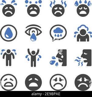 sad emotion icon set,vector and illustration Stock Vector