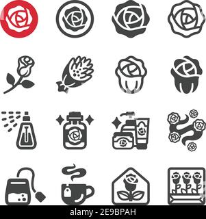 rose flower icon set,vector and illustration Stock Vector