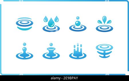 colorful and gradient water and ripple icon set,vector and illustration Stock Vector