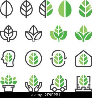 green leaf and eco concept icon set,vector and illustration Stock Vector
