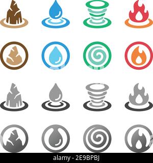 colorful and gradient of four element icon set,vector and illustration Stock Vector
