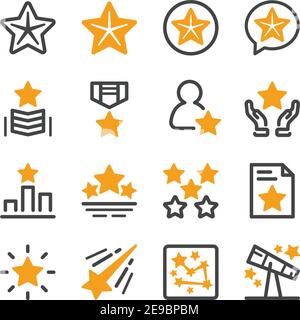 five star icon,flat line style,vector and illustration Stock Vector